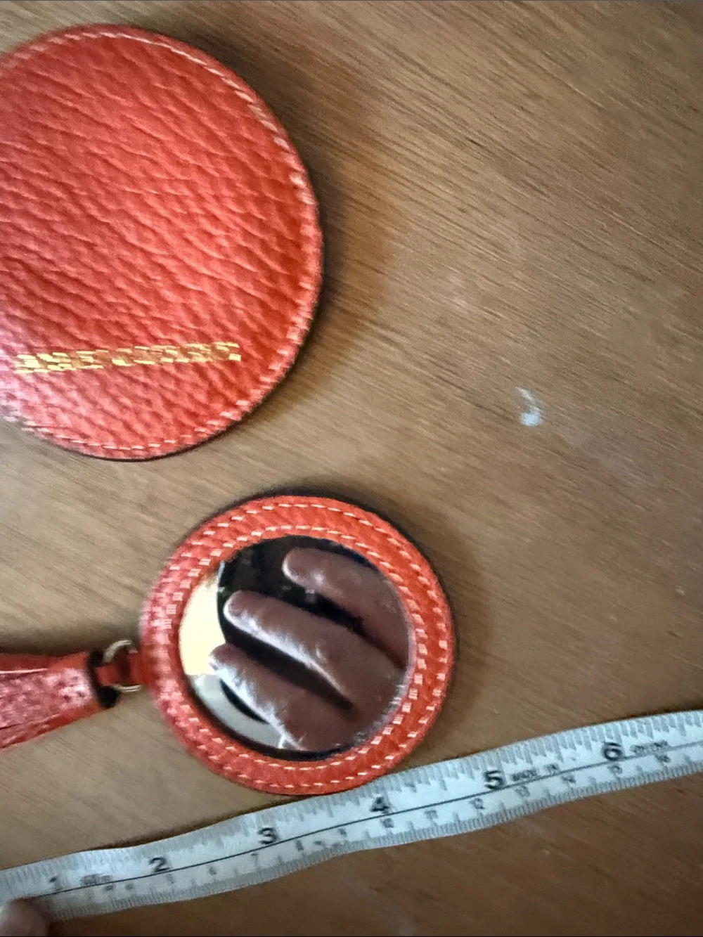 Title: RARE Dooney & Bourke Vintage Orange Pebble Leather Compact Purse Mirror